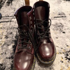 Burgundy Lace-Up Boots